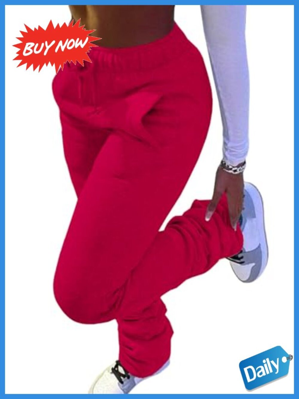 Women Stacked Sweatpants Fleece Lined Warm Joggers Ruched Bootcut Lounge Pants